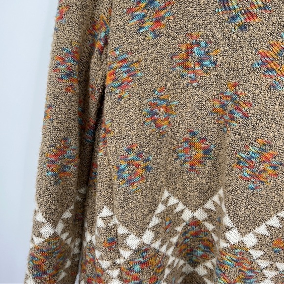 Love On a Hanger Multicolor Western Striped Open Front Beige Knit Sweater - Picture 9 of 11